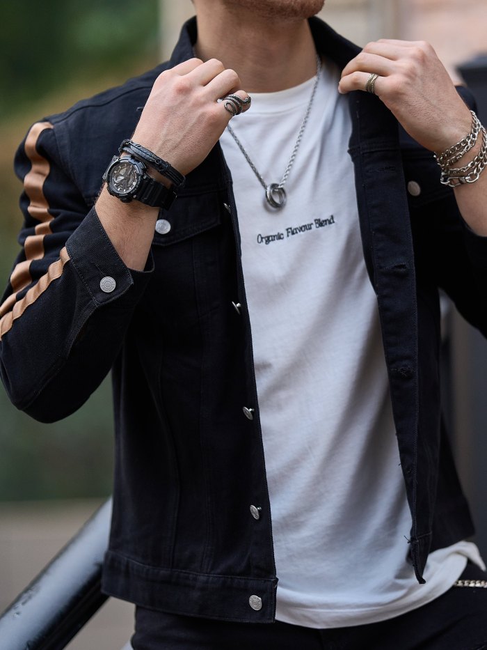 Men's Casual Raw Trim Button Up Denim Jacket, Chic Street Style Lapel Jacket