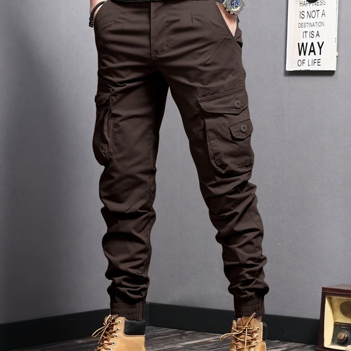 Men's Casual Tapered Multi Pocket Joggers, Chic Street Style Cargo Pants