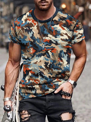 All-Season Stretch Camo Tee: Durable, Easy-Care, Stylish Crew Neck Shirt Perfect for Outdoor & Casual Wear