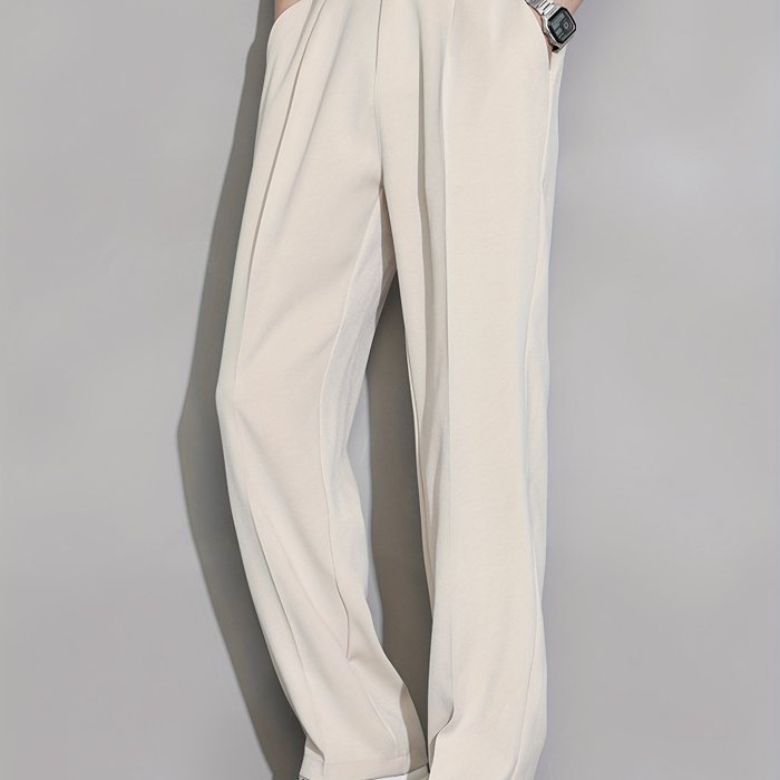 Men's Loose Solid Barrel Pants With Pockets, Casual Trousers For Summer Outdoor Activities Gift
