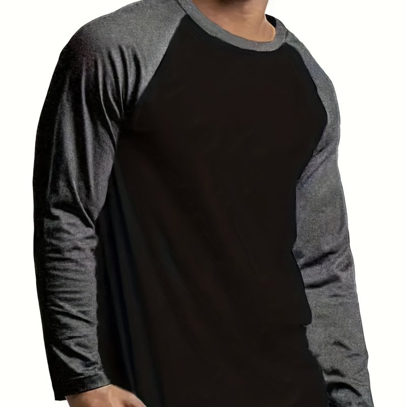 Men's Basic Casual Long Sleeve Color Block Raglan Sleeve T-shirt For Spring Fall
