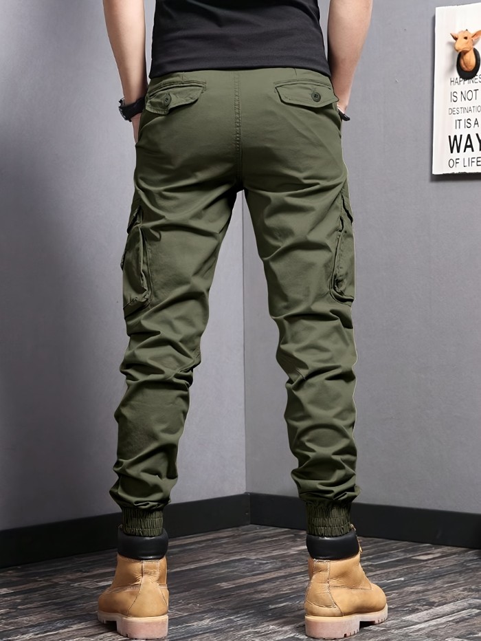 Men's Casual Tapered Multi Pocket Joggers, Chic Street Style Cargo Pants