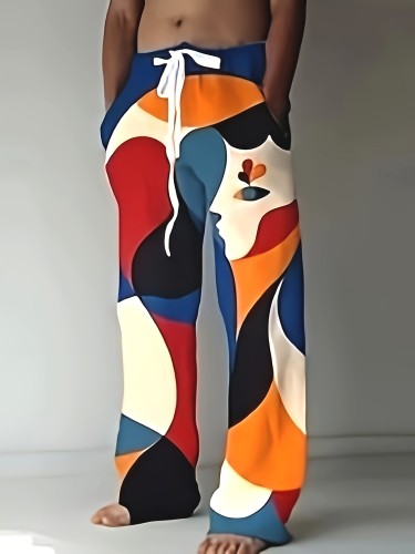 Stylish Mens Hawaiian Pants - Drawstring Waist, Fancy Geometric Pattern Prints, Comfortable Fabric, Perfect for Summer Vacation, Casual Wear, Outdoor Activities, and Beach Trips - Trendy, Breathable, and Relaxed Fit