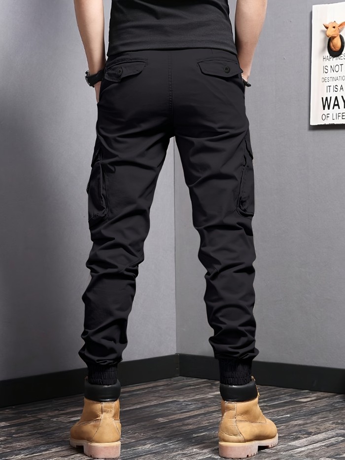 Men's Casual Tapered Multi Pocket Joggers, Chic Street Style Cargo Pants