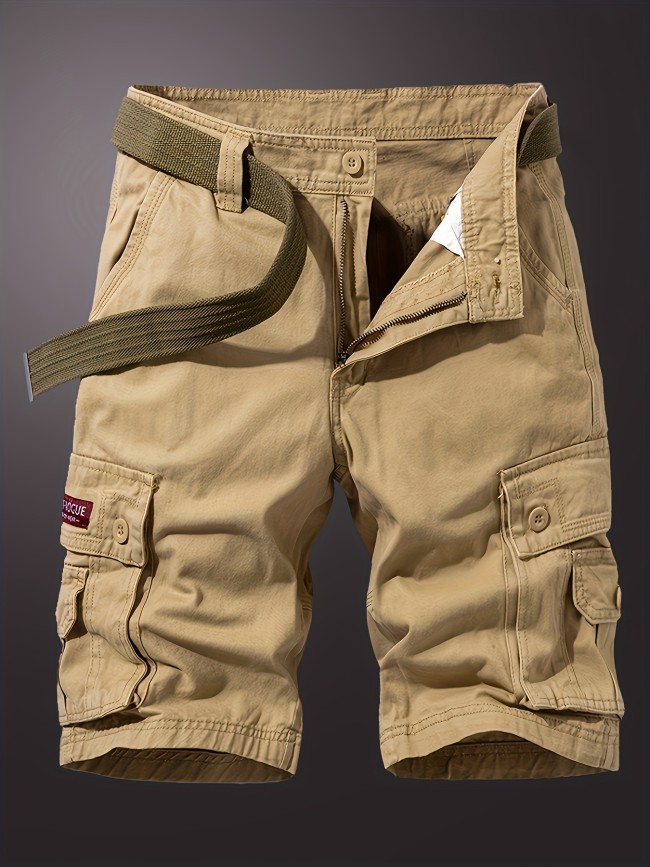 Men's Solid Cargo Shorts For Summer, Trendy Casual Short Pants