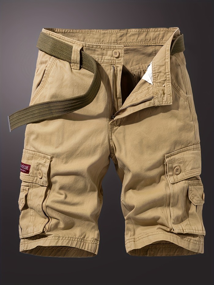 Men's Solid Cargo Shorts For Summer, Trendy Casual Short Pants