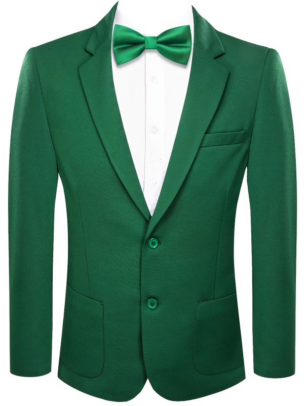 Formal Green Waffle Fabric Satin Clean Men's Suit With Pockets, Two Button Lapel Suit Jacket, Suitable For Business Banquets And Partie Gift Prom