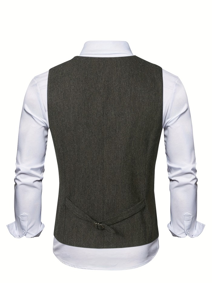Elegant Classic Single Breasted Male Dress Vest Retro Suit Vest For Men Wedding Party