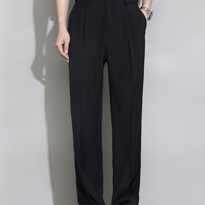 Men's Loose Solid Barrel Pants With Pockets, Casual Trousers For Summer Outdoor Activities Gift