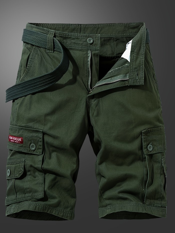 Men's Solid Cargo Shorts For Summer, Trendy Casual Short Pants