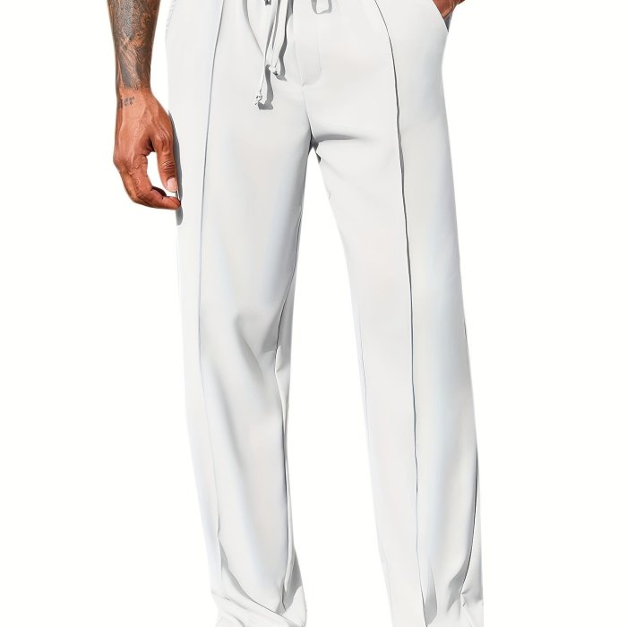 Mens Cotton Linen Pants Casual Drawstring Elastic Waist Loose Fit Beach Yoga Pants