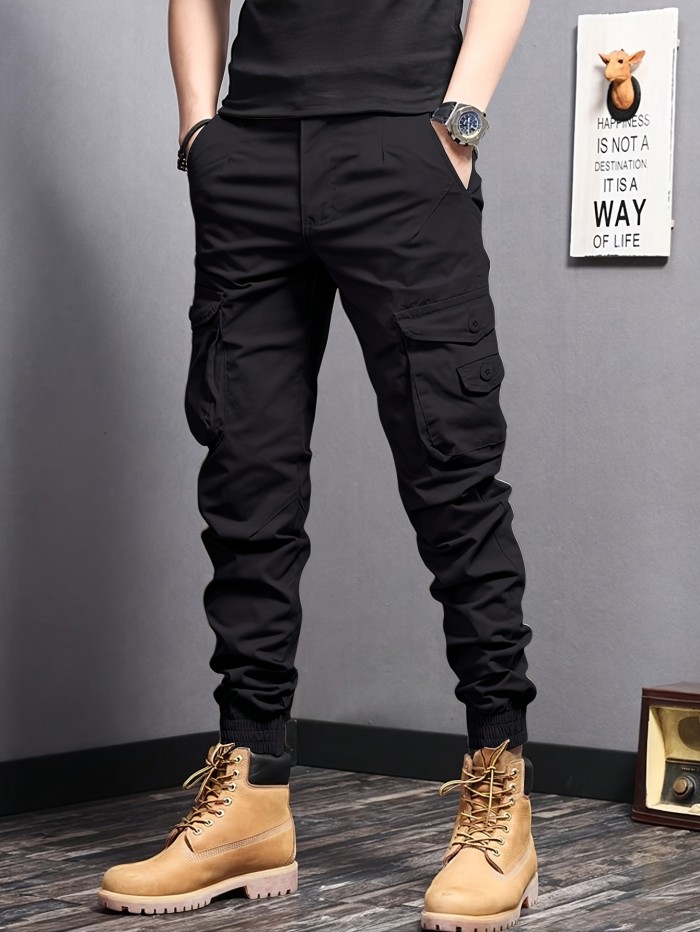 Men's Casual Tapered Multi Pocket Joggers, Chic Street Style Cargo Pants