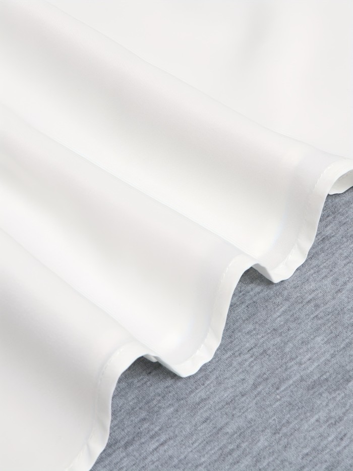 Vibrant Solid Color Ruffle Trim Notched Neck Blouse - Elegant Short Sleeve Shirt for Spring & Summer - Machine Washable, Semi-Sheer, Casual Polyester Womens Clothing for Adults