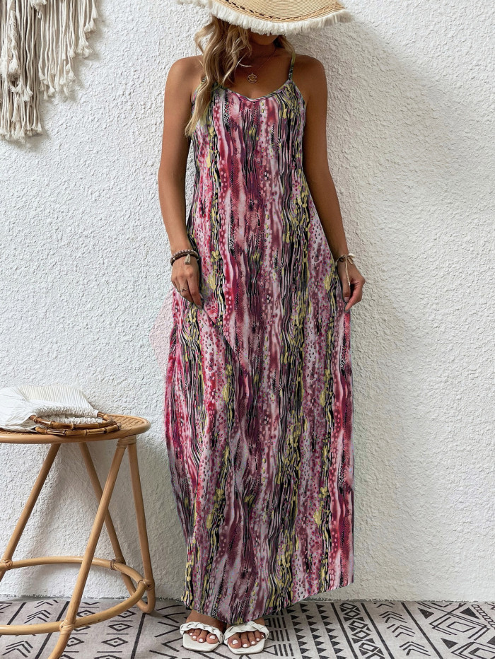 Women's summer printed suspender dress