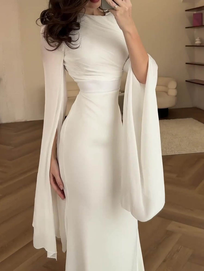 Elegant Solid Color Slim Dress
