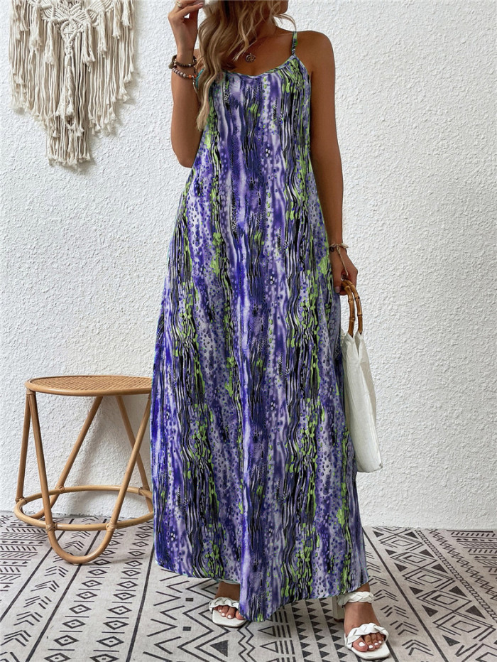 Women's summer printed suspender dress