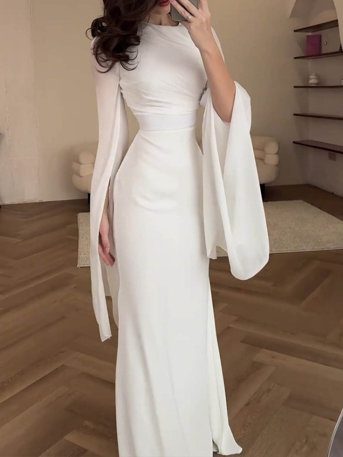 Elegant Solid Color Slim Dress