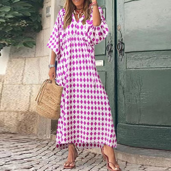 Boho Style Puff Sleeves Dress