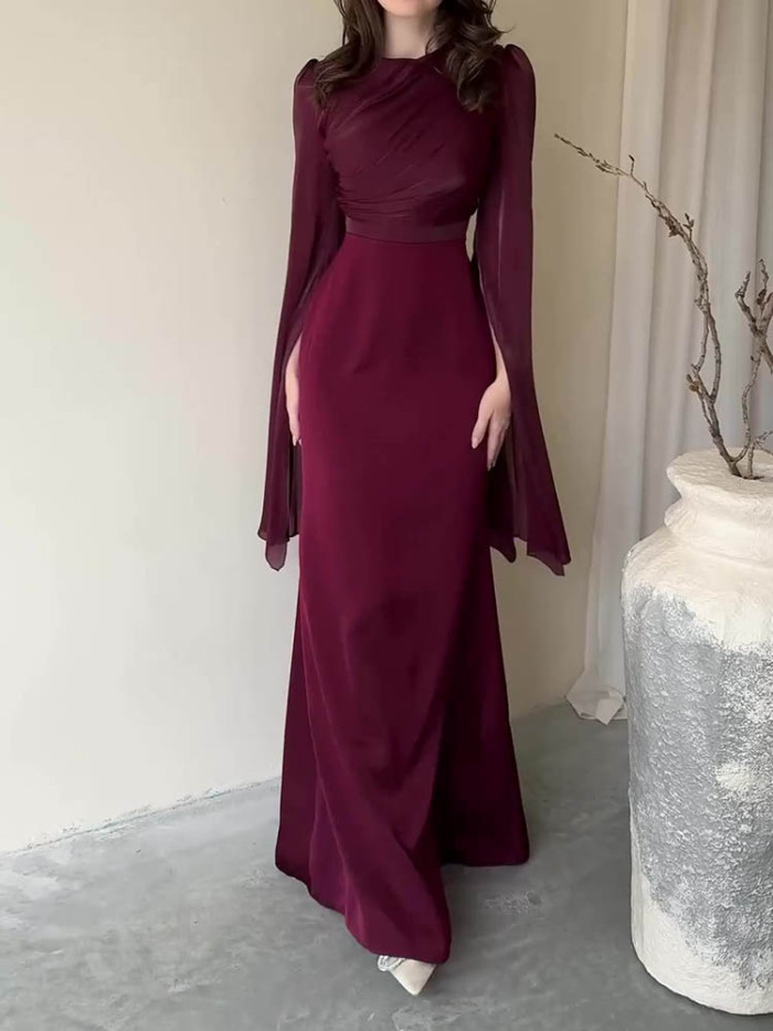 Elegant Solid Color Slim Dress
