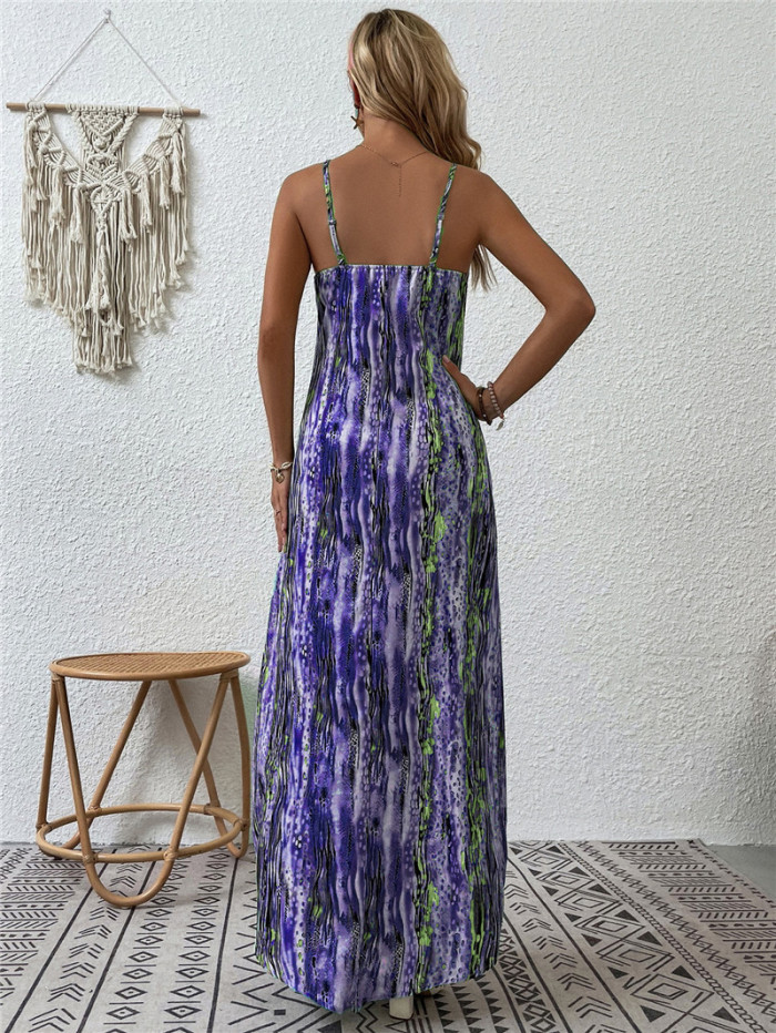 Women's summer printed suspender dress