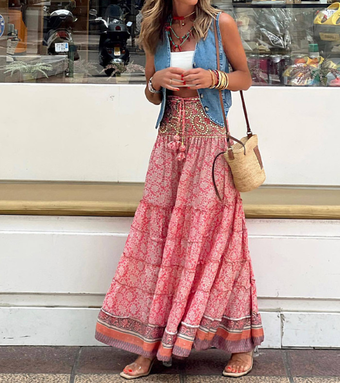 Boho Printed Long Skirt