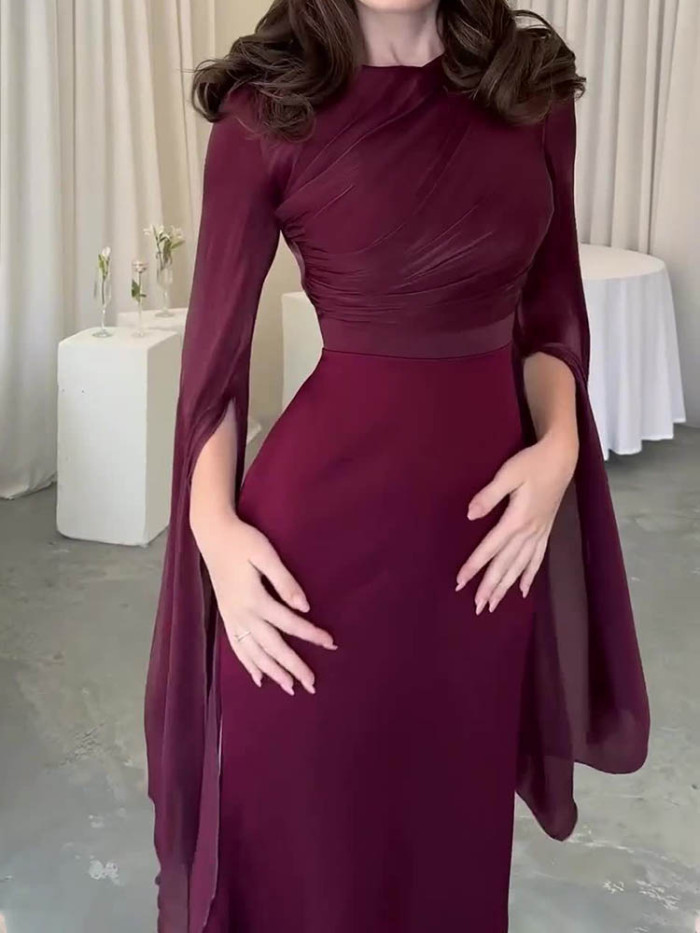 Elegant Solid Color Slim Dress