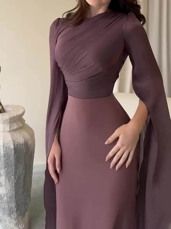 Elegant Solid Color Slim Dress