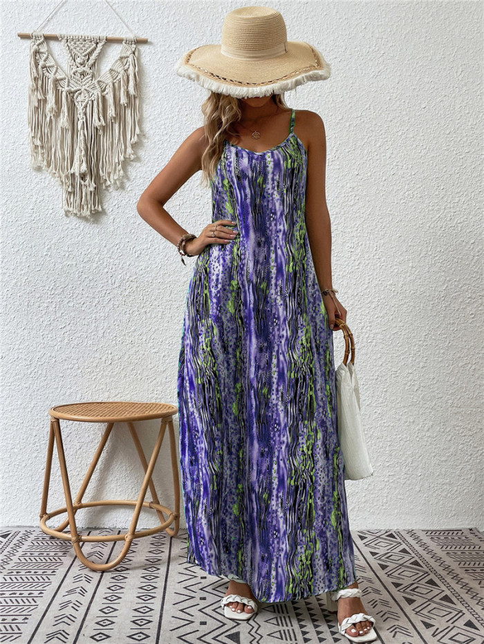 Women's summer printed suspender dress