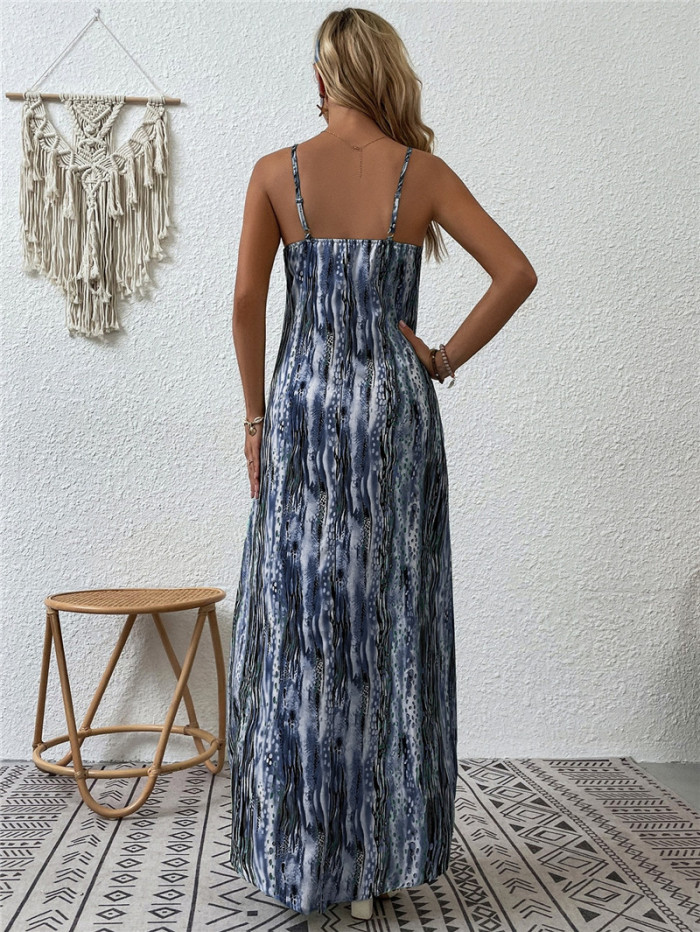 Women's summer printed suspender dress