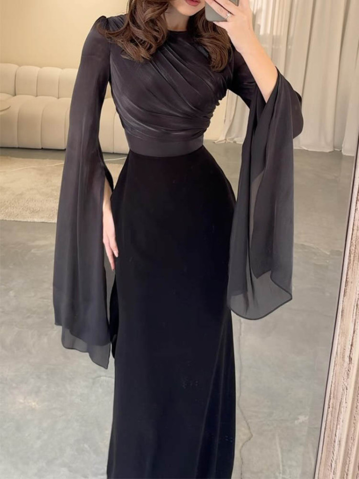Elegant Solid Color Slim Dress