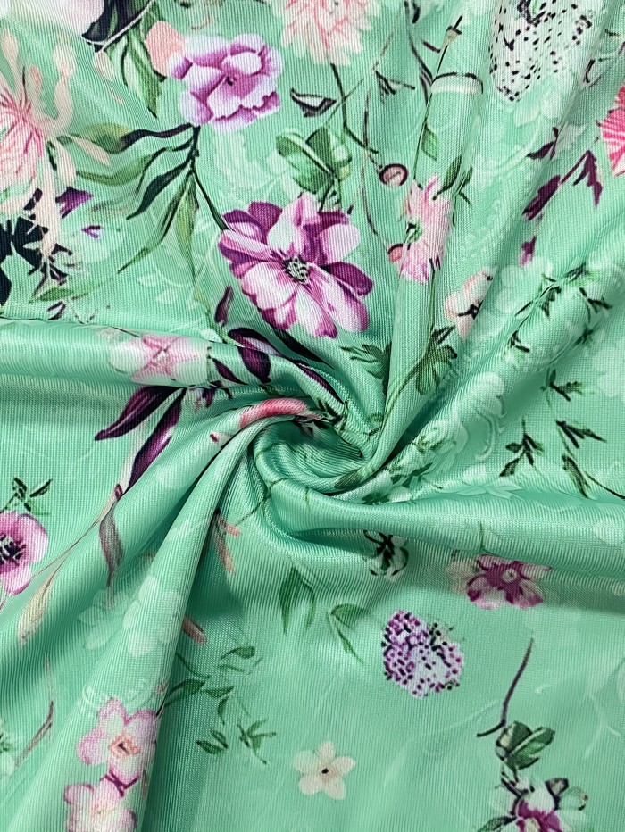 Floral Print Crew Neck Tank Dress, Casual Sleeveless Ring Linked Dress For Spring & Summer, Women's Clothing
