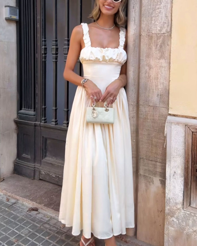 Elegant Pleated Sling Dress