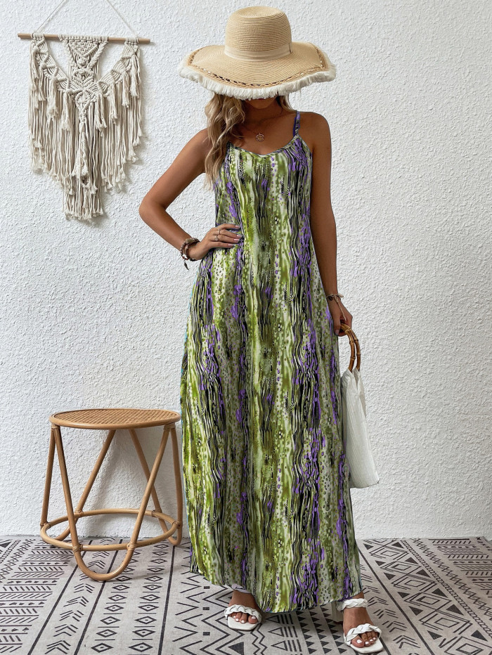 Women's summer printed suspender dress