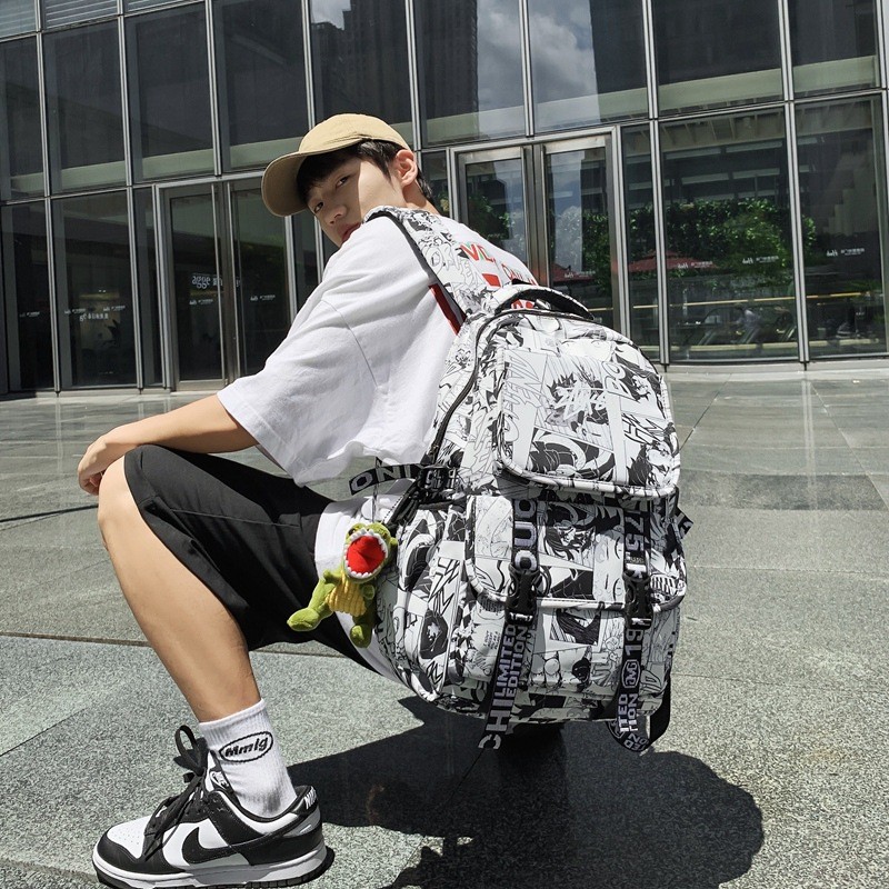 Fashion Comic Letters Large Capacity Campus Street Backpack