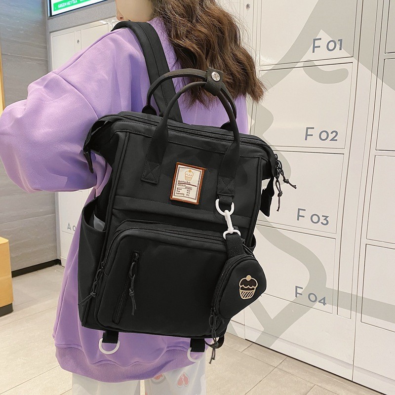 Simple backpack for female college students, campus junior high school, small fresh backpack, large capacity schoolbag