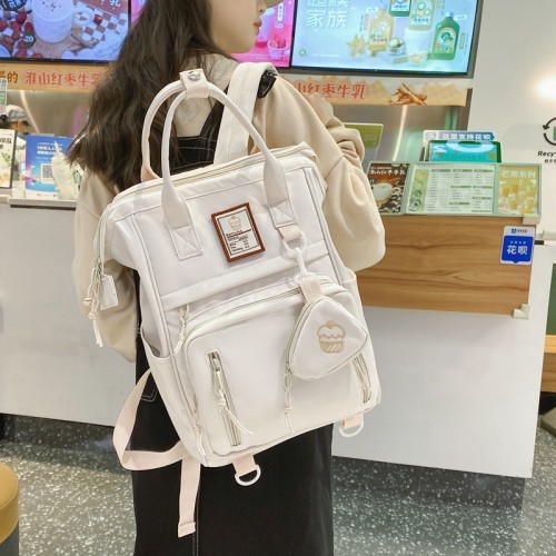 Simple backpack for female college students, campus junior high school, small fresh backpack, large capacity schoolbag