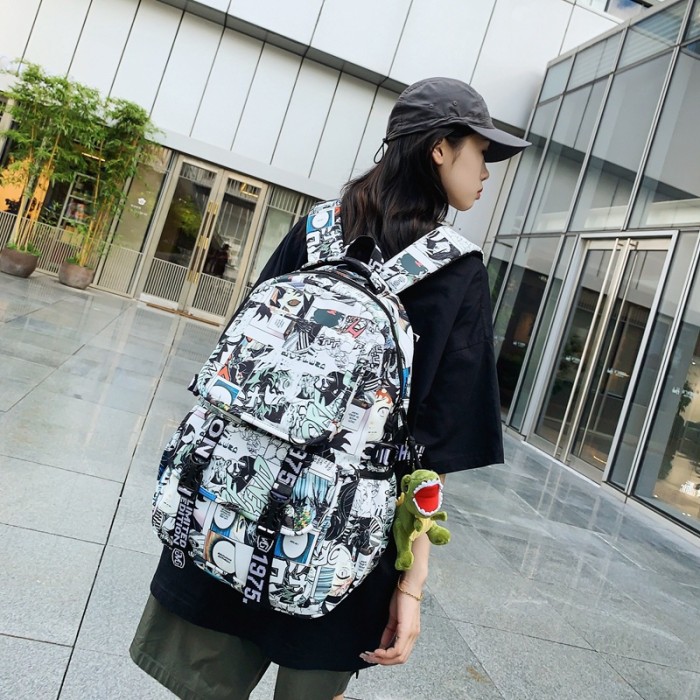 Fashion Comic Letters Large Capacity Campus Street Backpack