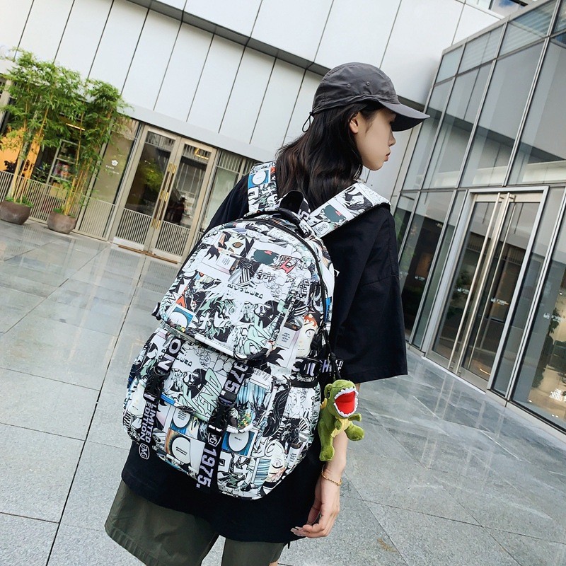Fashion Comic Letters Large Capacity Campus Street Backpack