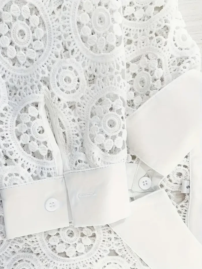 Fashion Elegant Long Sleeve Lace Patchwork Shirt for Women Office Ladies Tops Blouses & Shirts