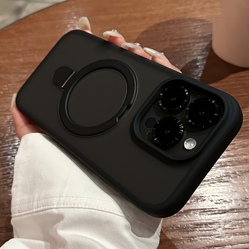 Luxury Magnetic Holder Armor Shockproof Wireless Charging Phone Case, For iPhone 11\u002F12\u002F13\u002F14\u002F15 Pro Max Silicone Frame Shockproof, Hard PC Back Cover, New 2024
