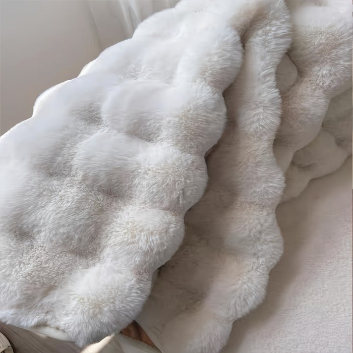 1pc Round Bubble Fleece Fabric Plush Rug - Soft, Fluffy, Comfortable, Easy to Clean, Furry, Warm, Cute - Perfect for Indoor Decor, Bedroom, Living Room, Clothes Room, Vanity, and More, 35.43*35.43in (90*90cm), Four Colors Available