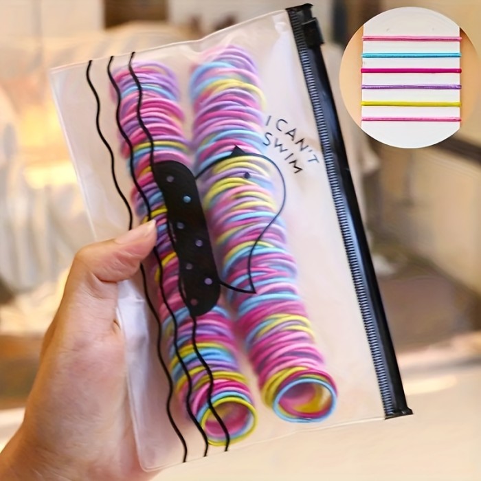 200\u002F300pcs Colorful Elastic Hair Bands Hair Rope, Small Hair Tie, Girls Headwear, Girls Hair Styling Accessories