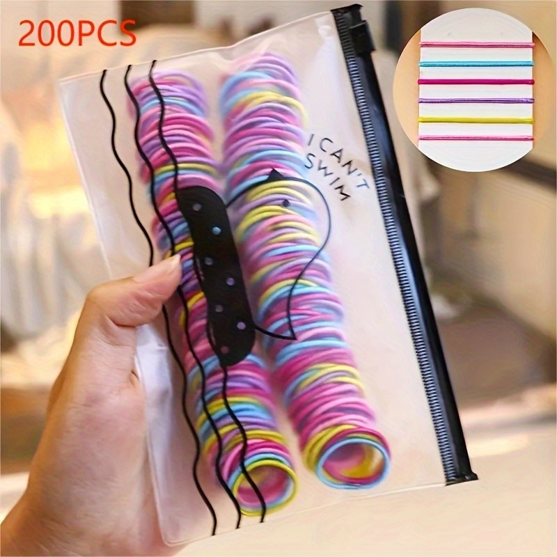 200\u002F300pcs Colorful Elastic Hair Bands Hair Rope, Small Hair Tie, Girls Headwear, Girls Hair Styling Accessories