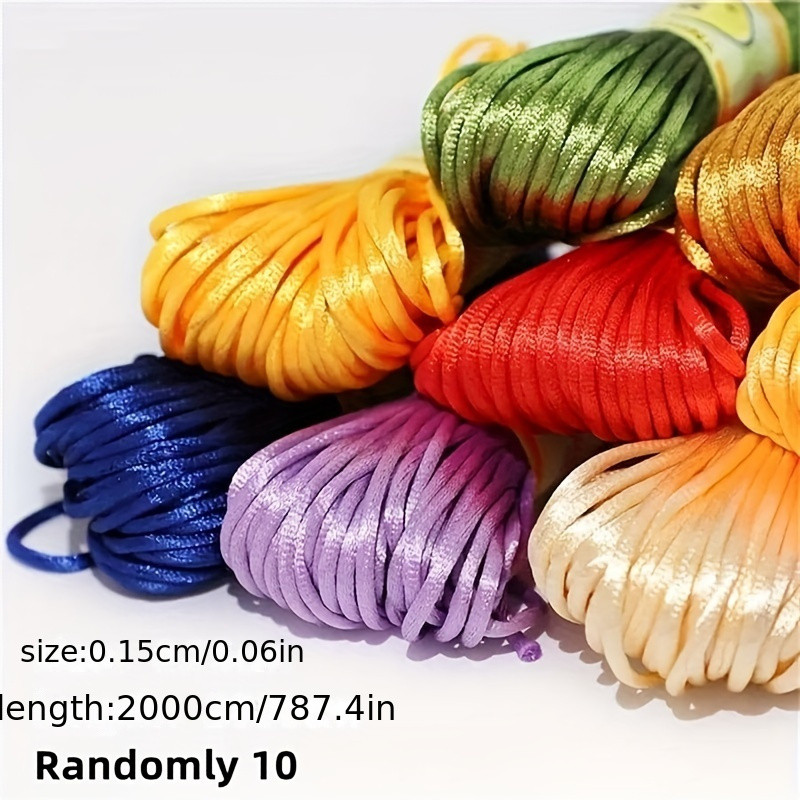 Vibrant 10pcs Multicolor No 7 Chinese Knotting Cord Set - Ideal for DIY Bracelets, Necklaces & Crafting Jewelry