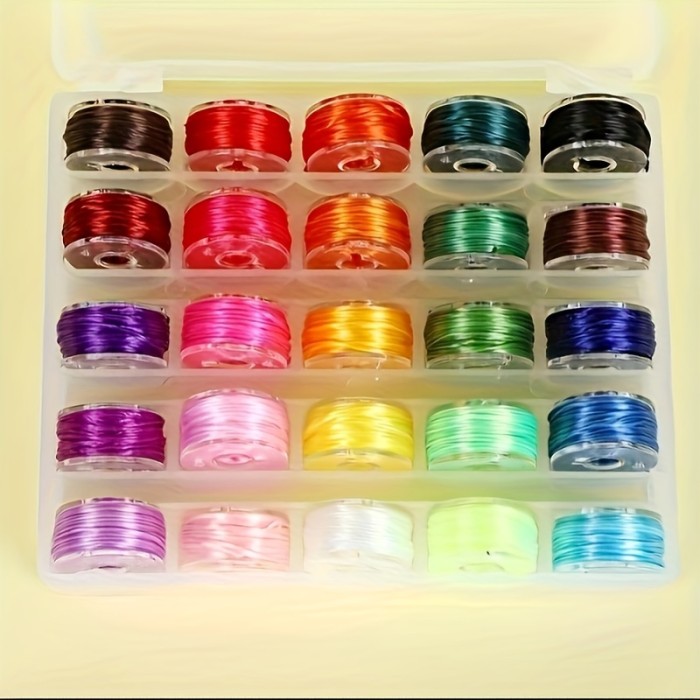 25 Colors Elastic Cord Stretch Thread Beading Wire, 0.8mm String For Bracelets, Necklaces Jewelry Making, Clay Beads Crafting With Transparent Storage Box