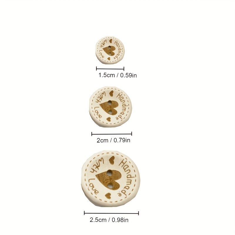 50pcs 15mm\u002F20mm\u002F25mm Heart Wood Buttons Sewing Scrapbooking Gift Handwork Home Clothing Decor Wooden Decorative Handmade