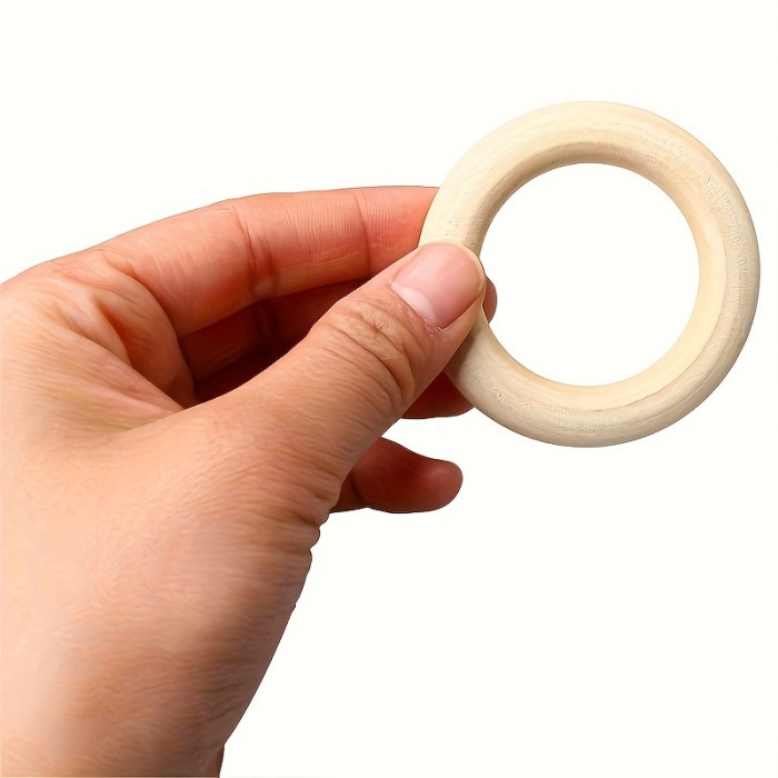 40pcs Nature Wooden Rings, 8 Sizes Wood Rings For Crafts Macrame Rings,Wooden Rings Natural Resources For Early Years Loop Ring For Craft DIY Jewelry Findings