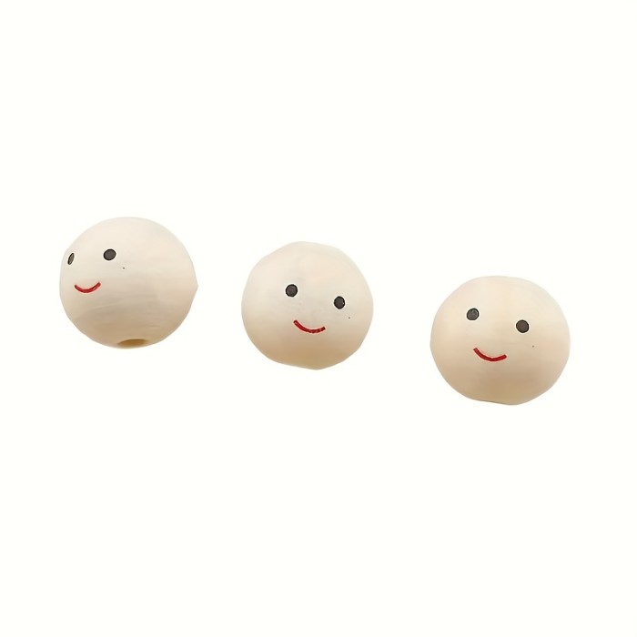 20pcs Smiling Face Wooden Beads Round Expression Loose Beads For Jewelry Making DIY Creative Hand String, Necklace Other Hanging Decors Beaded Craft Supplies