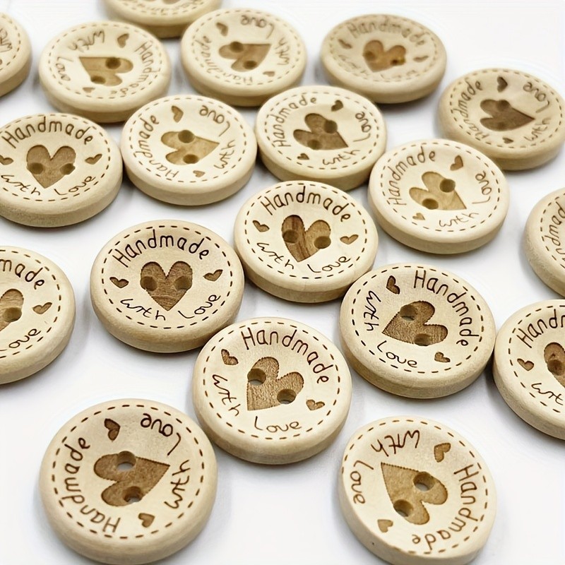 50pcs 15mm\u002F20mm\u002F25mm Heart Wood Buttons Sewing Scrapbooking Gift Handwork Home Clothing Decor Wooden Decorative Handmade