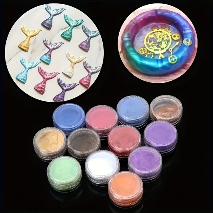 12-Color Pearlescent Mica Mineral Powder Set - Lustrous Pigments for Epoxy Resin Art, Vibrant DIY Jewelry & Craft Making, Natural Finish Accessories Enhancer